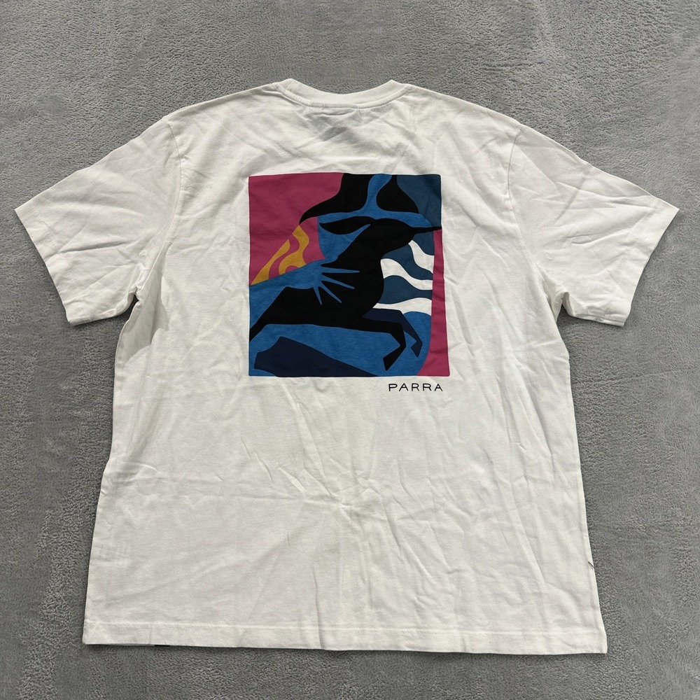 NWT Parra The Farmhouse TShirt Men 2XL White Short Sleeve Graphic Y2K Streetwear